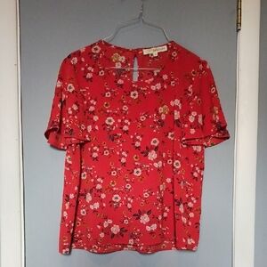 Floral Red Blouse